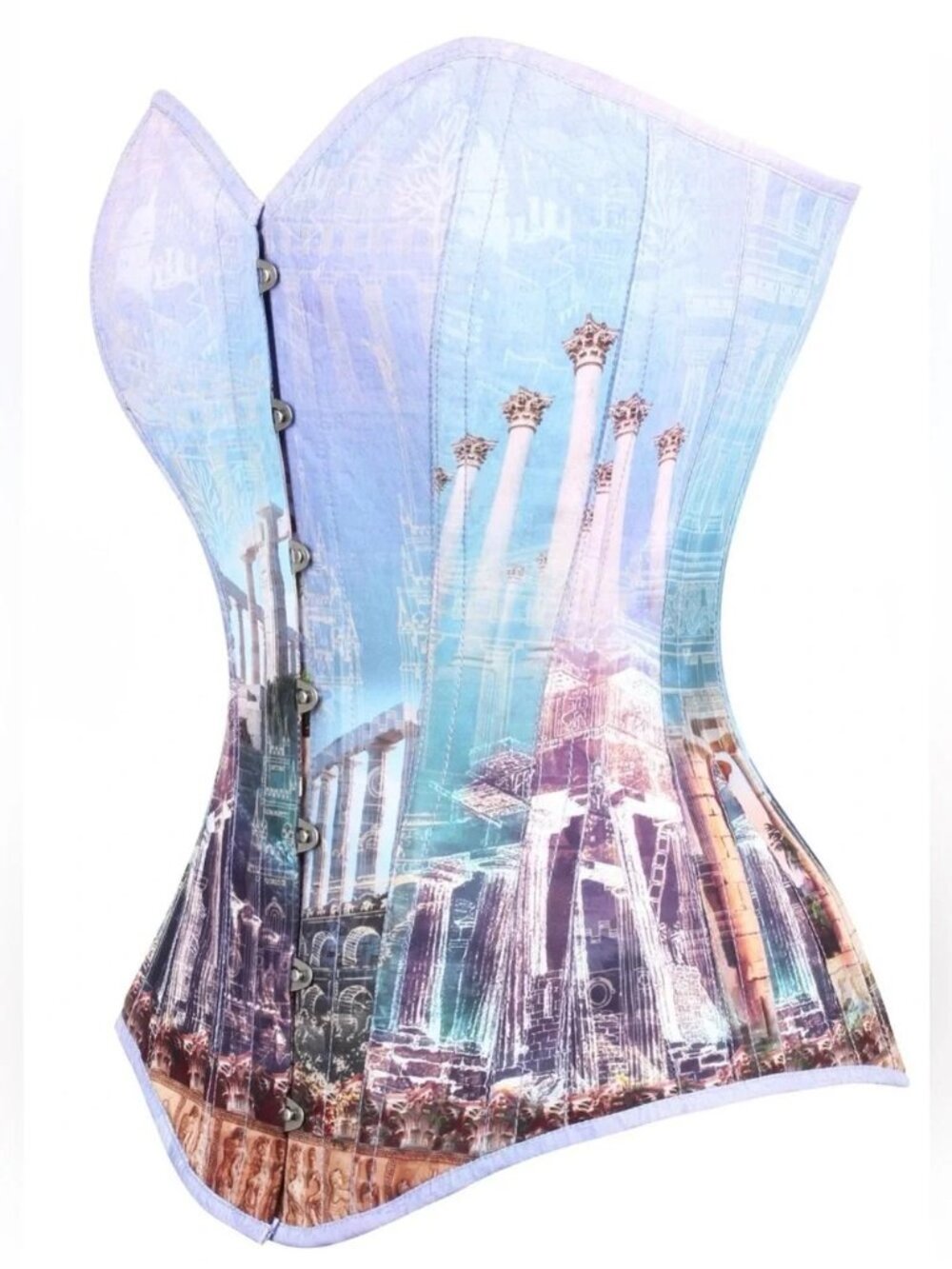 Corset Story Instant Waist Taming Over Bust Corset in City Skyline Navy NWOT